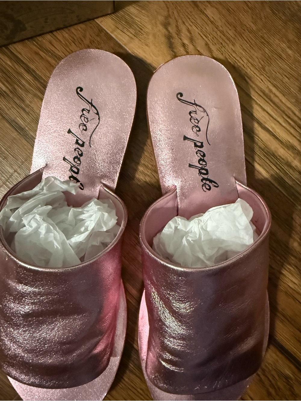 Free people vicente slide sandal size 7 metallic pink - Picture 2 of 3